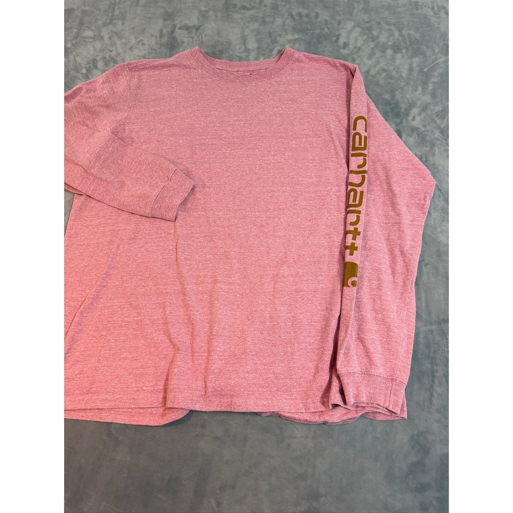 Carhartt Girls XL Pink Heathered Long Sleeve Graphic T-Shirt Loose Fit